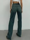Kadın Yüksek Bel Asimetrik Çapraz Bel Geniş Paça Wide Leg Denim Pantolon