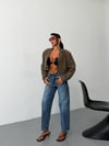 Kadın Yüksek Bel Bacak Boyu Uzatan Dökümlü Wide Leg Kot Pantolon