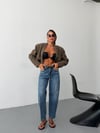 Kadın Yüksek Bel Bacak Boyu Uzatan Dökümlü Wide Leg Kot Pantolon