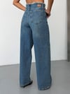 Kadın Yüksek Bel Beli Kesik Püskül Detaylı Geniş Paça Jean Pantolon