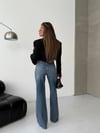 Kadın Yüksek Bel Çapraz Düğme Detaylı Wide Leg Jean Pantolon