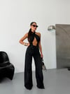 Kadın Yüksek Bel Çapraz Düğme Detaylı Wide Leg Denim Pantolon
