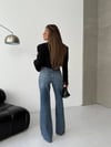 Kadın Yüksek Bel Çapraz Düğme Detaylı Wide Leg Jean Pantolon