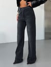 Kadın Yüksek Bel Çapraz Düğmeli Wide Leg Jean Pantolon