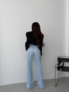 Kadın Yüksek Bel Çapraz Kemer Detaylı Wide Leg Jean Pantolon