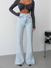 Kadın Yüksek Bel Çapraz Kemer Detaylı Wide Leg Jean Pantolon