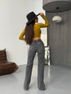 Kadın Yüksek Bel Çapraz Kemer Wide Leg Jean – %100 Pamuk Denim Pantolon
