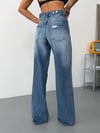 Kadın Yüksek Bel Çift Düğme Detaylı Wide Leg Bol Paça Jean Pantolon