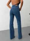 Kadın Yüksek Bel Çok Düğmeli Korsaj Detaylı Wide Leg Jean Pantolon