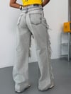 Kadın Yüksek Bel Çoklu Yırtıklı Baggy Wide Leg Jean Pantolon