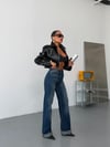 Kadın Yüksek Bel Duble Paça Straight Wide Leg Düz Kesim Jean Pantolon