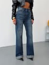 Kadın Yüksek Bel Duble Paça Straight Wide Leg Düz Kesim Jean Pantolon