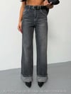 Kadın Yüksek Bel Duble Paça Wide Leg Kot Pantolon