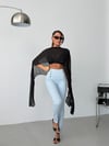 Kadın Yüksek Bel Düğme Detaylı Skinny Jean - Paçası Yırtmaçlı Dar Pantolon Kesim