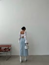 Kadın Yüksek Bel Düğmeli Denim Midi Etek – %100 Pamuk