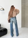 Kadın Yüksek Bel Geniş Paça %100 Pamuk Kot Pantolon – Rahat Kalıp, Zamansız Denim