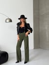 Kadın Yüksek Bel Geniş Paça Burgonya Denim Pantolon