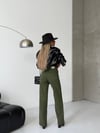 Kadın Yüksek Bel Geniş Paça Burgonya Denim Pantolon