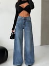 Kadın Yüksek Bel Geniş Paça Denim Jean Pantolon