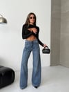 Kadın Yüksek Bel Geniş Paça Denim Jean Pantolon