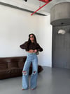 Kadın Yüksek Bel Geniş Paça Denim Pantolon