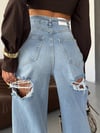 Kadın Yüksek Bel Geniş Paça Denim Pantolon