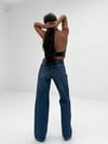 Kadın Yüksek Bel Geniş PaçaDüz Kesim Wide Leg Denim Pantalon