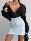 Kadın Yüksek Bel Mini Denim Etek