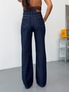 Kadın Yüksek Bel Önü Dikişli Straight Wide Leg Düz Kesim Jean Pantolon