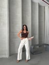 Kadın Yüksek Bel Paça Wide Leg Jean Pantolon