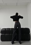 Kadın Yüksek Bel Paçası Yırtmaçlı Işıltılı Likralı Jean Pantolon