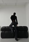 Kadın Yüksek Bel Paçası Yırtmaçlı Işıltılı Likralı Jean Pantolon