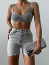 Kadın Yüksek Bel Püsküllü Denim Bermuda Şort