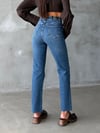Kadın Yüksek Bel Püsküllü Paça Lıkralı Denim Pantolon