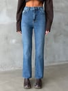 Kadın Yüksek Bel Püsküllü Paça Lıkralı Denim Pantolon