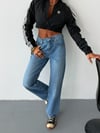 Kadın Yüksek Bel Straight Fit Düz Kesim Denim Pantolon