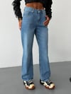 Kadın Yüksek Bel Straight Fit Düz Kesim Denim Pantolon