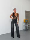 Kadın Yüksek Bel V Robalı Western Detaylı Wide Leg Düz Kesim Jean