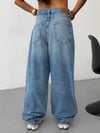 Kadın Yüksek Bel Wide Leg Bol Kesim Baggy Jean Pantolon
