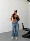 Kadın Yüksek Bel Wide Leg Bol Kesim Baggy Jean Pantolon