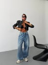 Kadın Yüksek Bel Wide Leg Bol Kesim Baggy Jean Pantolon