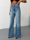 Kadın Yüksek Bel Wide Leg Bol Paça Dökümlü Jean Pantolon