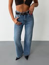 Kadın Yüksek Bel Wide Leg Bol Paça Kot Pantolon