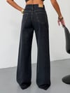 Kadın Yüksek Bel Wide Leg Düz Kesim Bol Paça Jean Pantolon