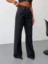 Kadın Yüksek Bel Wide Leg Düz Kesim Bol Paça Jean Pantolon