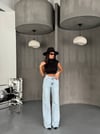 Kadın Yüksek Bel Wide Leg Geniş Paça Pamuklu Jean Pantolon