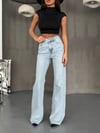 Kadın Yüksek Bel Wide Leg Geniş Paça Pamuklu Jean Pantolon