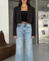 Kadın Yüksek Bel Wide Leg Jean - Önü Pencereli Yırtık Detaylı Geniş Paça Denim Pantolon