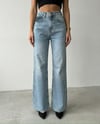 Kadın Yüksek Bel Wide Leg Jean - Önü Pencereli Yırtık Detaylı Geniş Paça Denim Pantolon