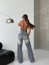 Kadın Yüksek Bel Wide Leg Jean Pantolon - %100 Pamuk  Denim